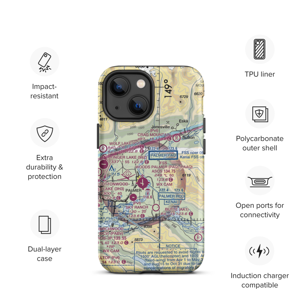 Abi Airport (AK46) VFR Sectional  Tough iPhone Case iPhone 13 mini model shown