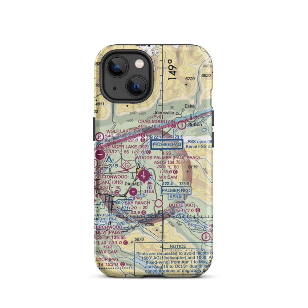 Abi Airport (AK46) VFR Sectional  Tough iPhone Case iPhone 13 model shown