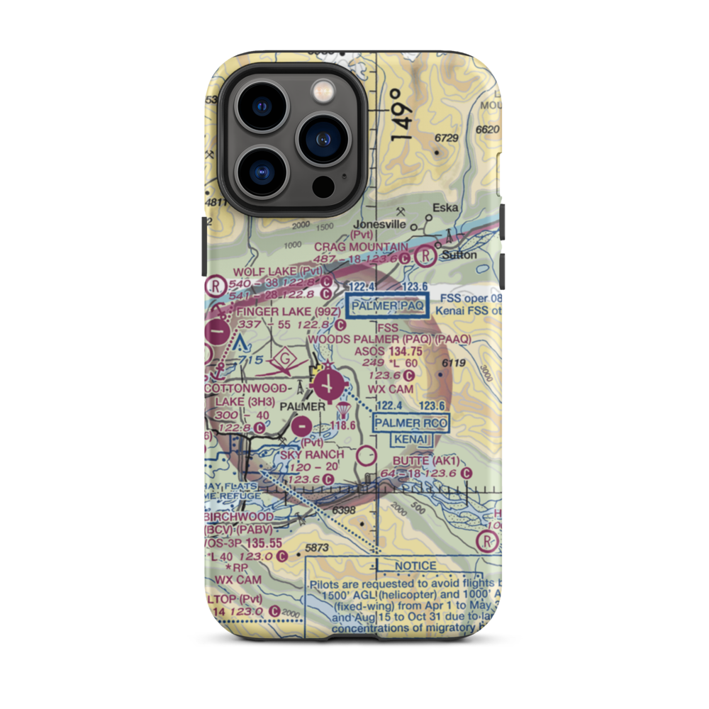 Abi Airport (AK46) VFR Sectional  Tough iPhone Case iPhone 13 Pro Max model shown