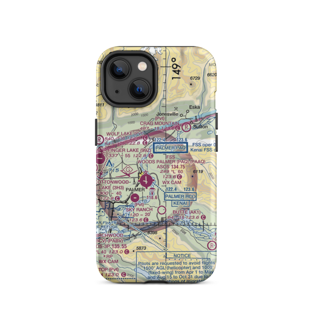 Abi Airport (AK46) VFR Sectional  Tough iPhone Case iPhone 14 model shown