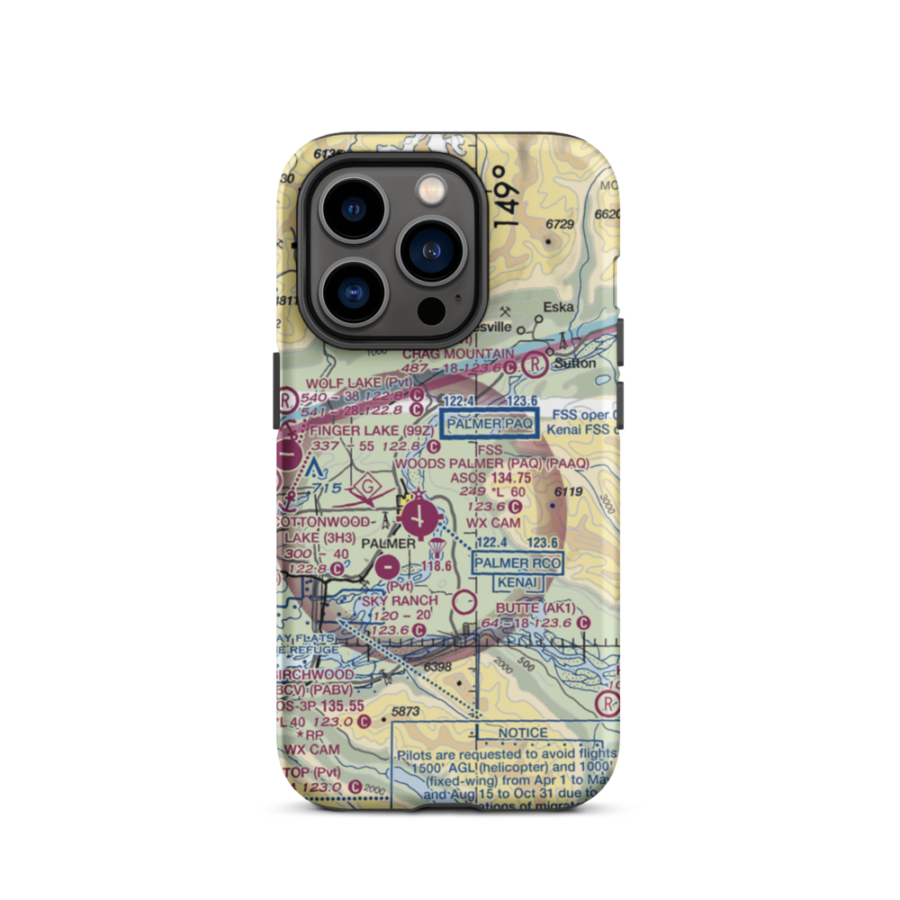 Abi Airport (AK46) VFR Sectional  Tough iPhone Case iPhone 14 Pro model shown
