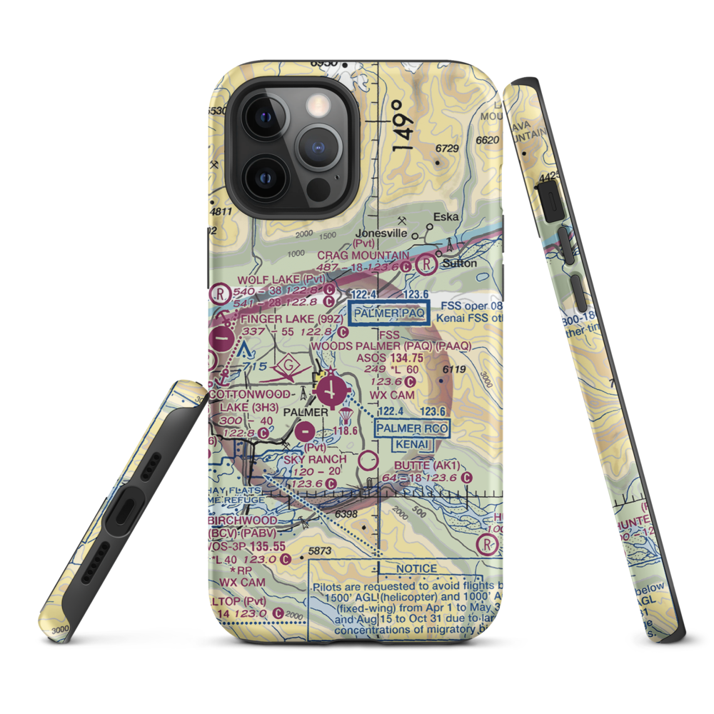 Abi Airport (AK46) VFR Sectional  Tough iPhone Case iPhone 12 Pro Max model shown