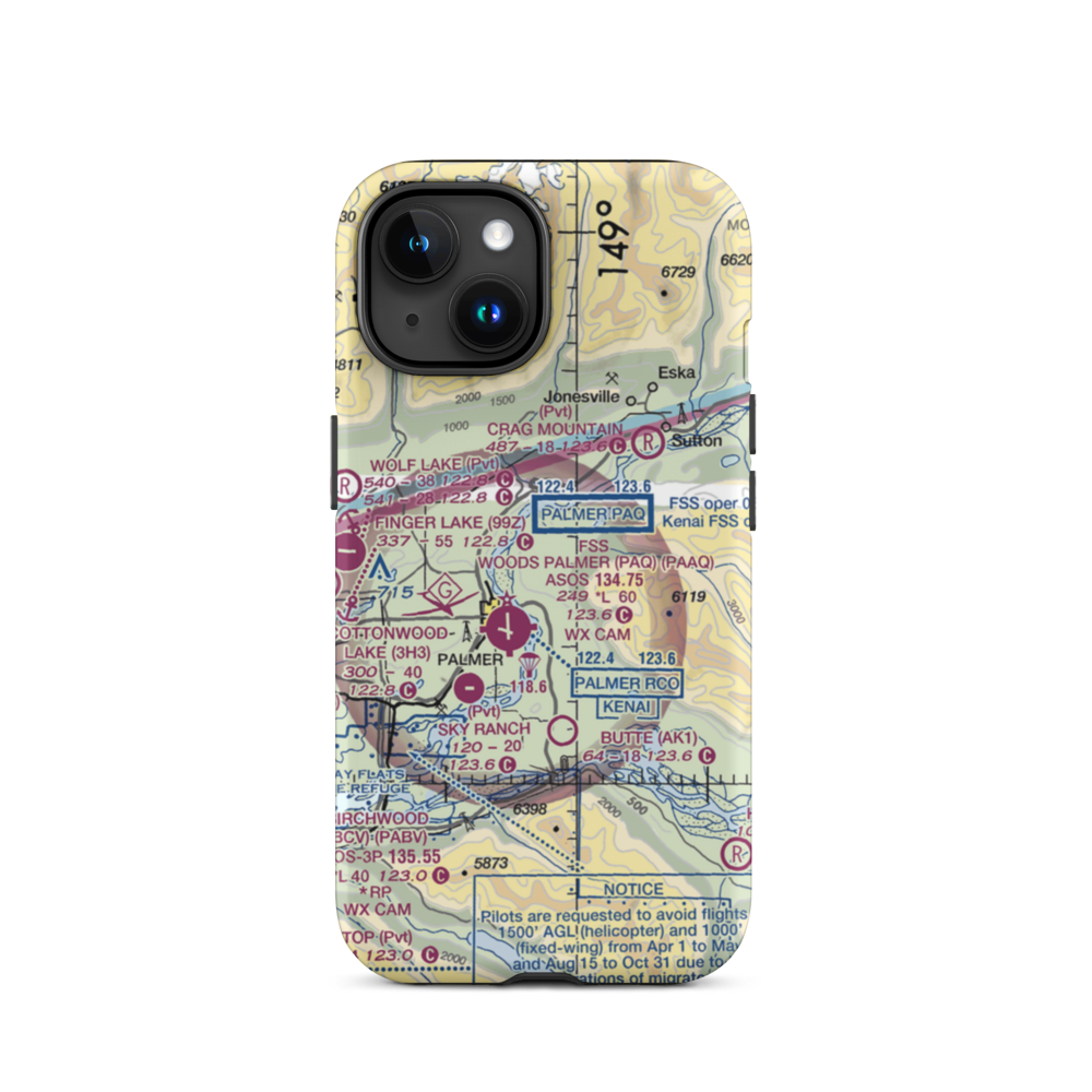 Abi Airport (AK46) VFR Sectional  Tough iPhone Case iPhone 15 model shown
