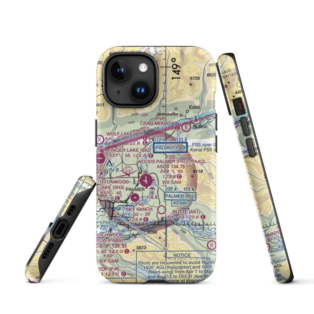 Abi Airport (AK46) VFR Sectional  Tough iPhone Case iPhone 15 model shown