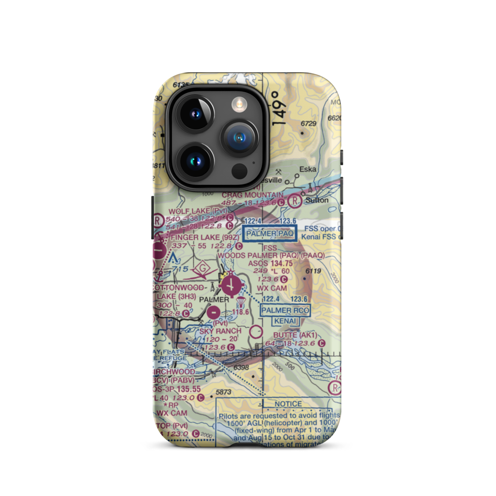 Abi Airport (AK46) VFR Sectional  Tough iPhone Case iPhone 15 Pro model shown
