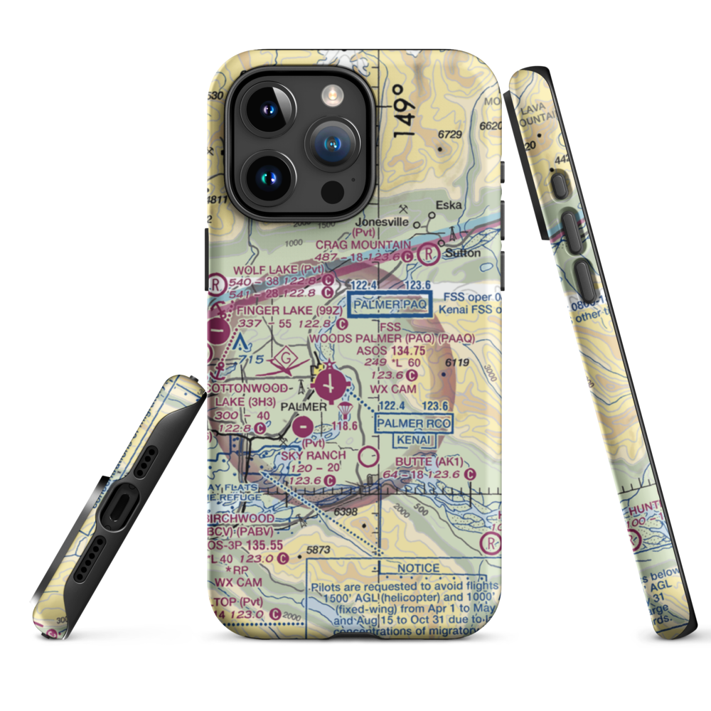 Abi Airport (AK46) VFR Sectional  Tough iPhone Case iPhone 15 Pro Max model shown