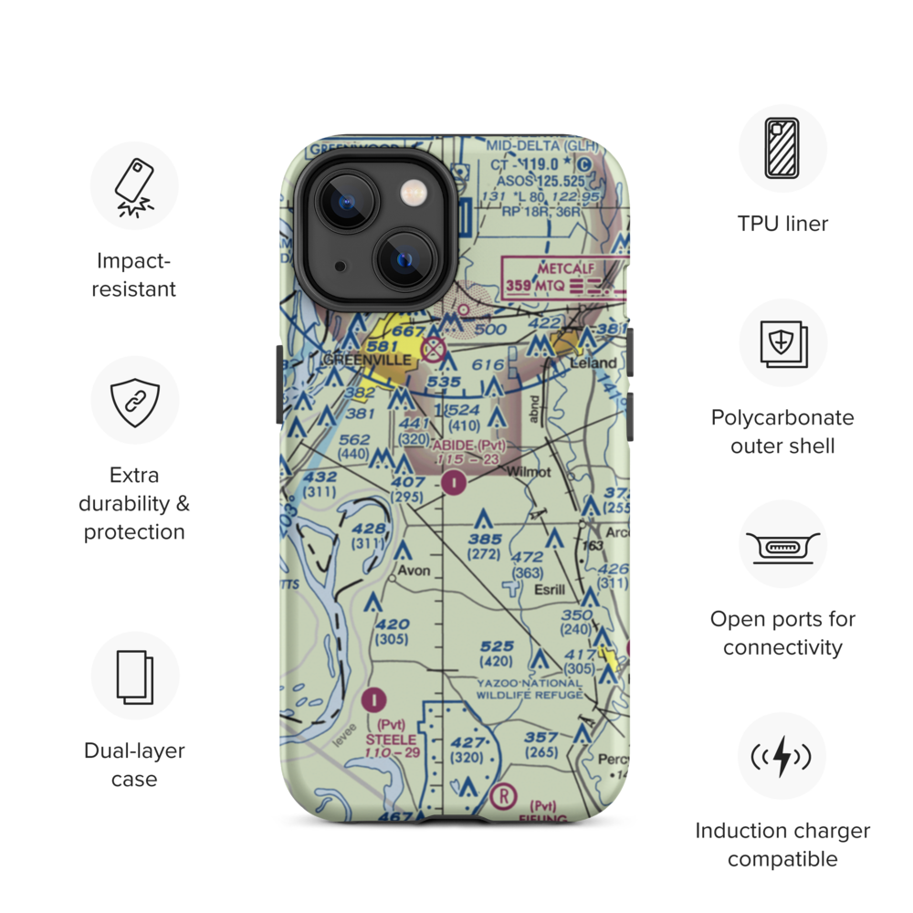 Abide Airpark (MS30) VFR Sectional  Tough iPhone Case iPhone 14 model shown