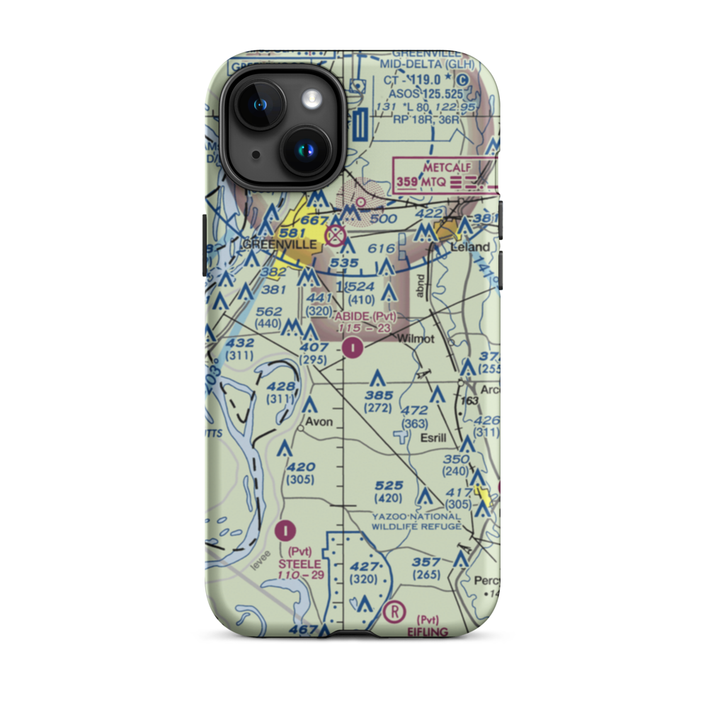 Abide Airpark (MS30) VFR Sectional  Tough iPhone Case iPhone 15 Plus model shown