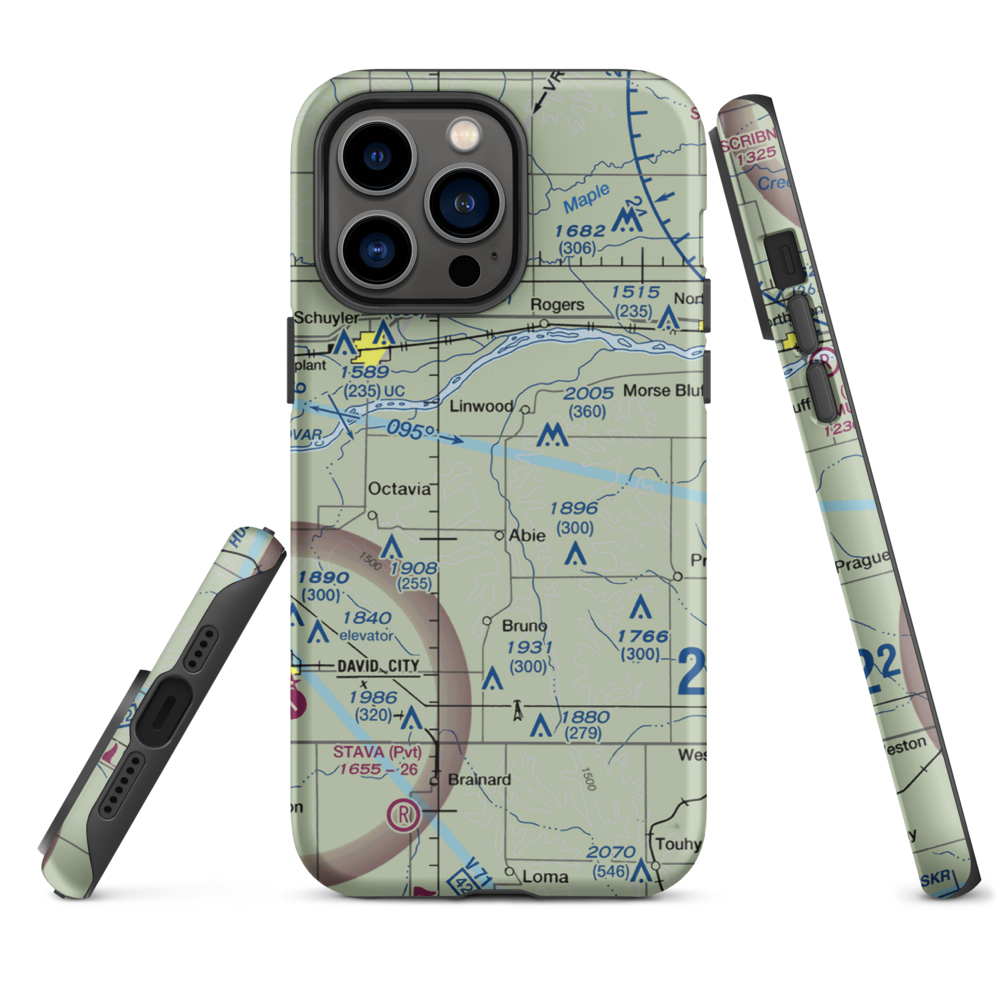 Abie Sky Ranch Airport (NE27) VFR Sectional  Tough iPhone Case iPhone 14 Pro Max model shown