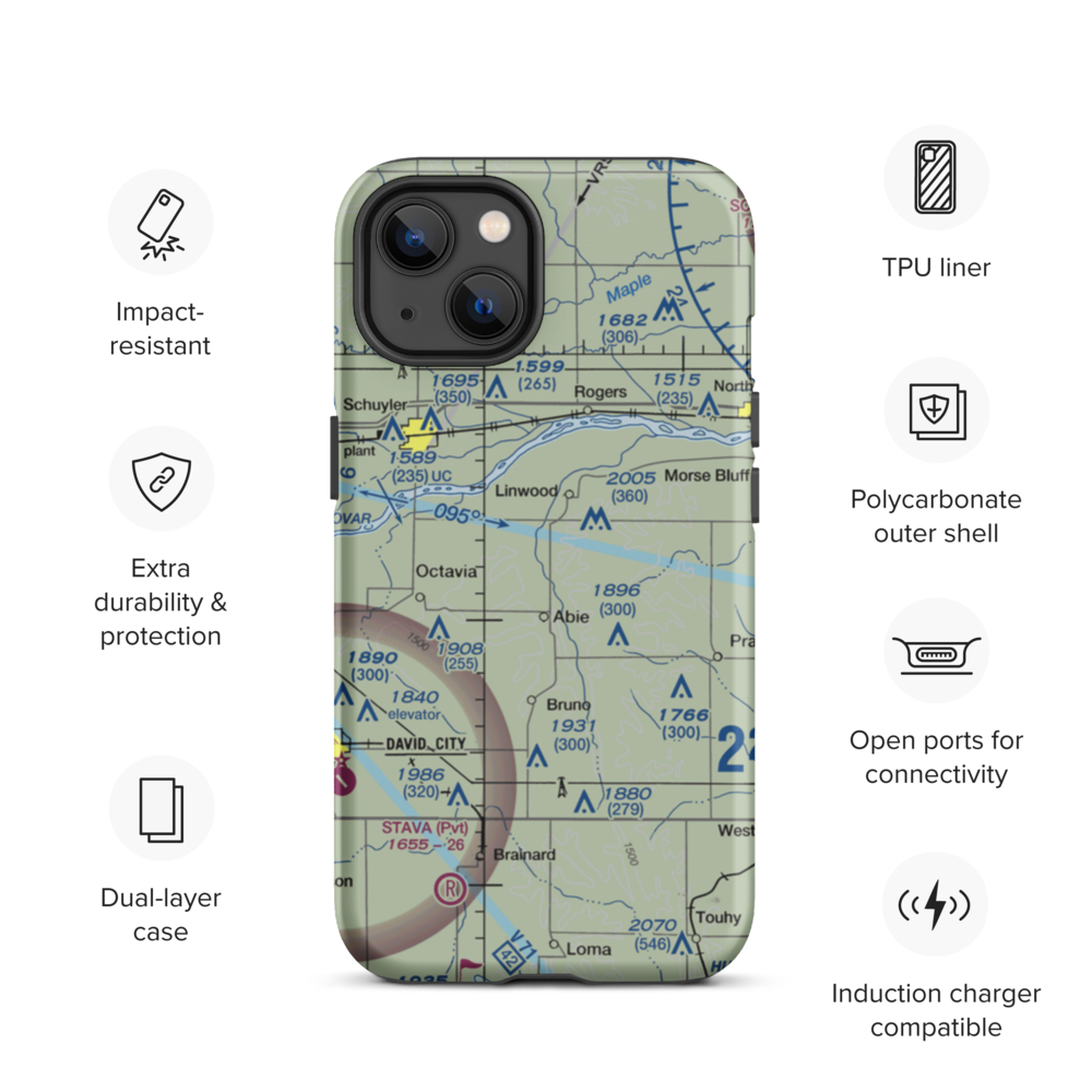 Abie Sky Ranch Airport (NE27) VFR Sectional  Tough iPhone Case iPhone 13 model shown