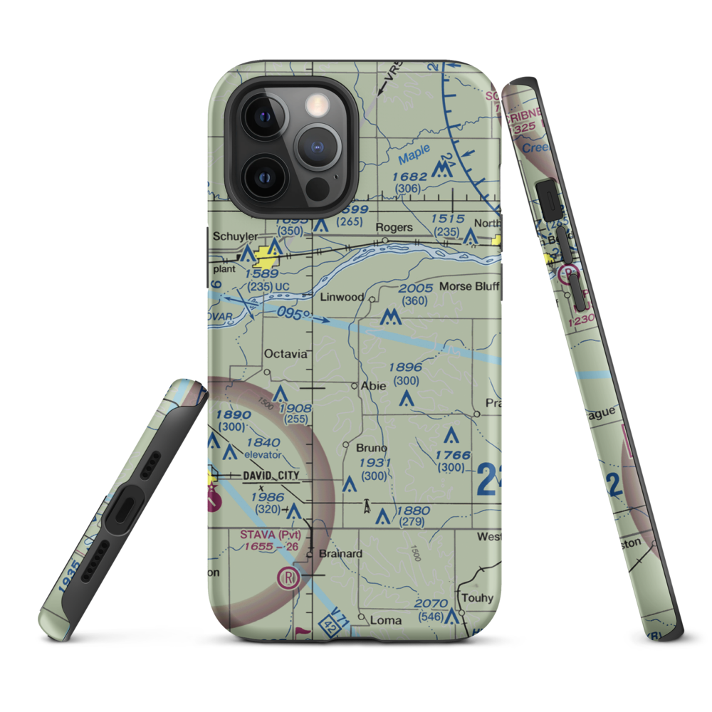 Abie Sky Ranch Airport (NE27) VFR Sectional  Tough iPhone Case iPhone 12 Pro Max model shown