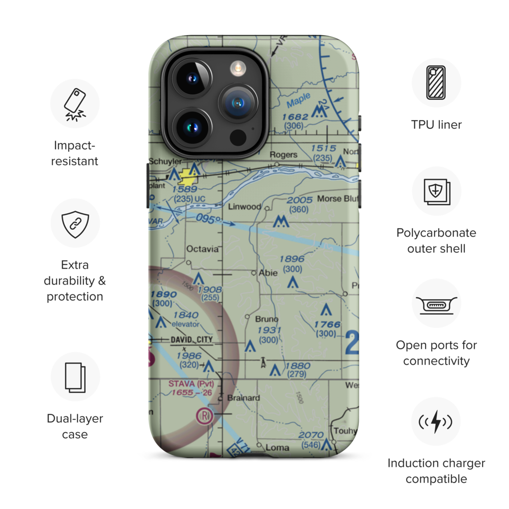 Abie Sky Ranch Airport (NE27) VFR Sectional  Tough iPhone Case iPhone 15 Pro Max model shown