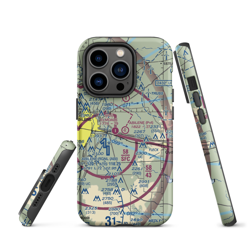 Abilene Executive Airpark (TX00) VFR Sectional  Tough iPhone Case iPhone 14 Pro model shown