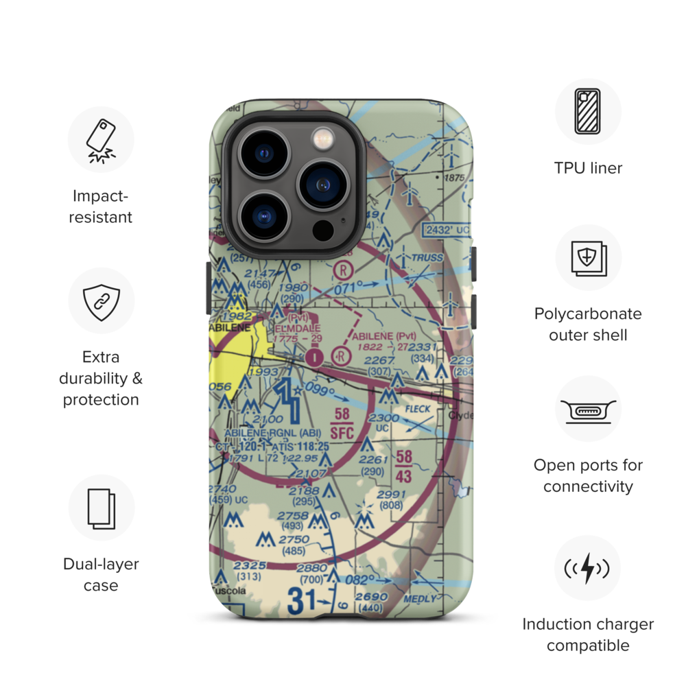 Abilene Executive Airpark (TX00) VFR Sectional  Tough iPhone Case iPhone 13 Pro model shown