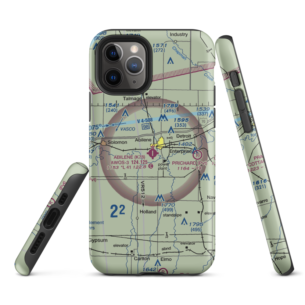 Abilene Municipal Airport (K78) VFR Sectional  Tough iPhone Case iPhone 11 Pro model shown