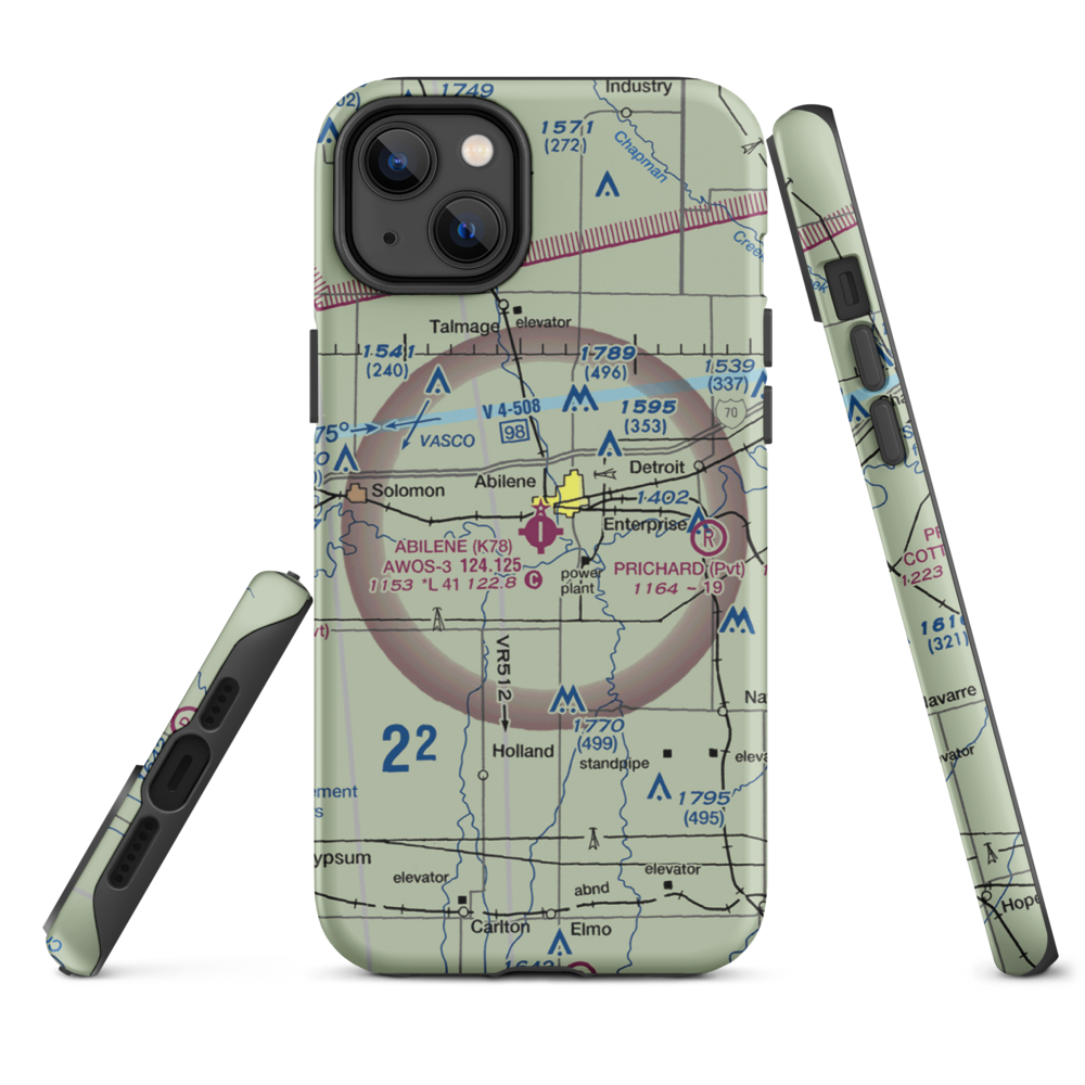Abilene Municipal Airport (K78) VFR Sectional  Tough iPhone Case iPhone 12 mini model shown
