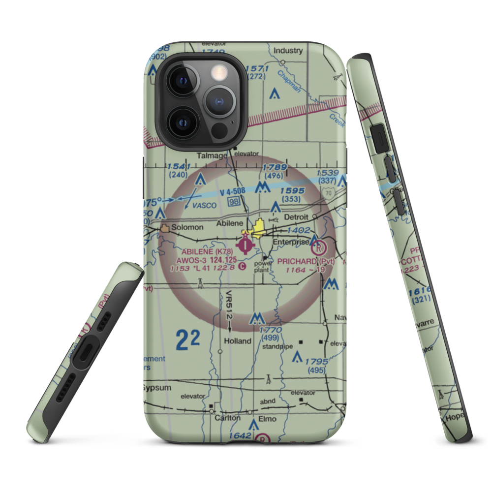 Abilene Municipal Airport (K78) VFR Sectional  Tough iPhone Case iPhone 12 Pro Max model shown