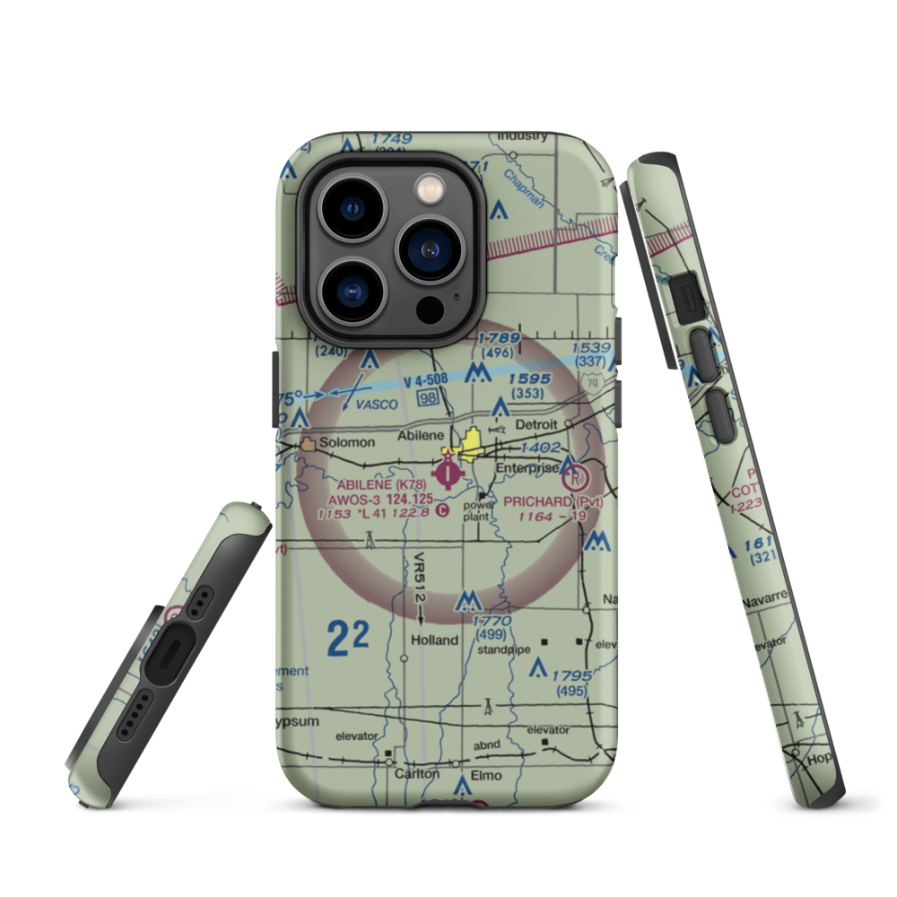 Abilene Municipal Airport (K78) VFR Sectional  Tough iPhone Case iPhone 14 Pro model shown