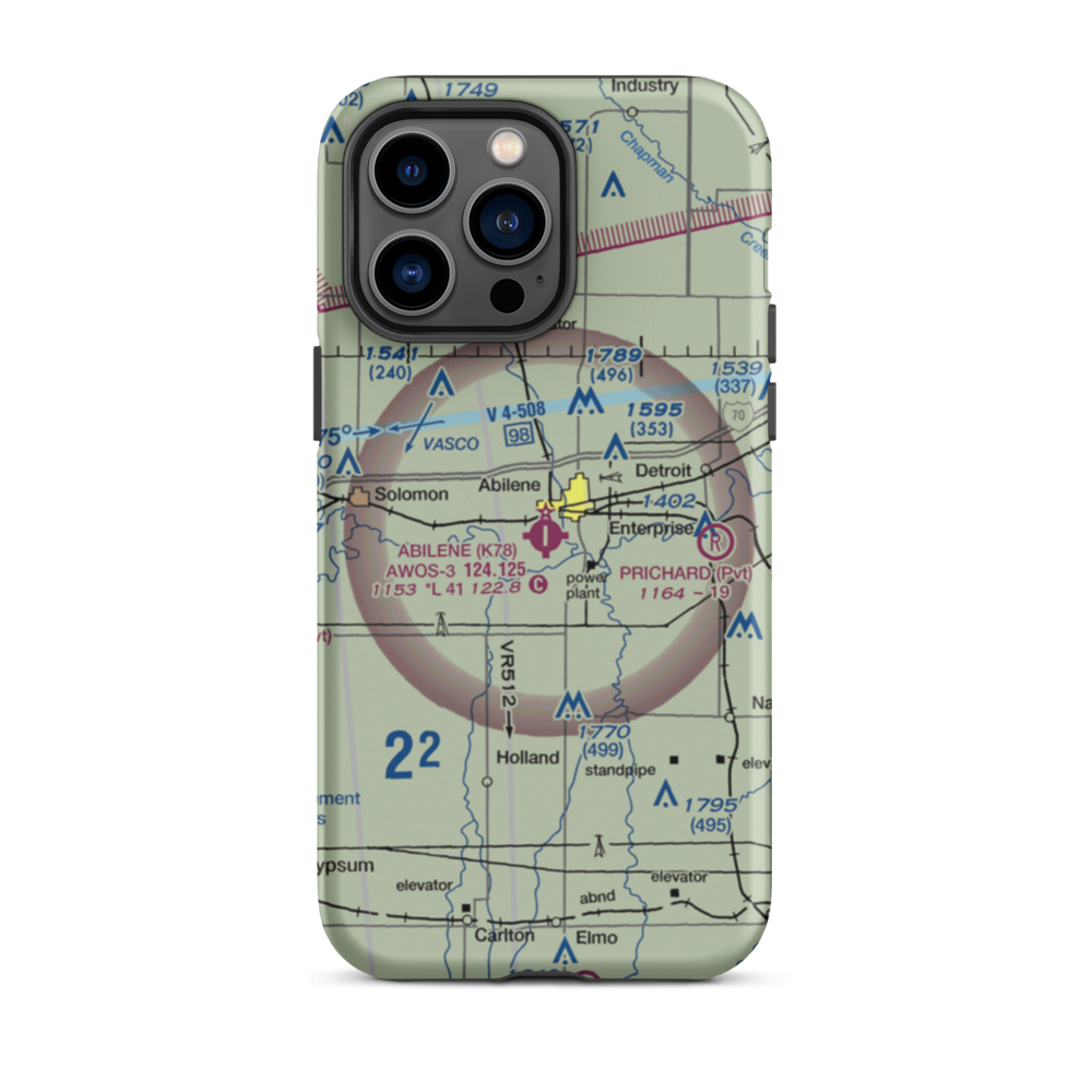 Abilene Municipal Airport (K78) VFR Sectional  Tough iPhone Case iPhone 14 Pro Max model shown