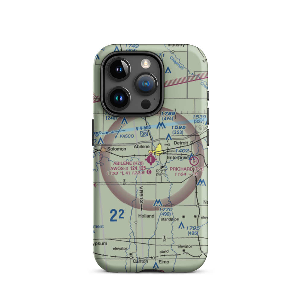 Abilene Municipal Airport (K78) VFR Sectional  Tough iPhone Case iPhone 15 Pro model shown