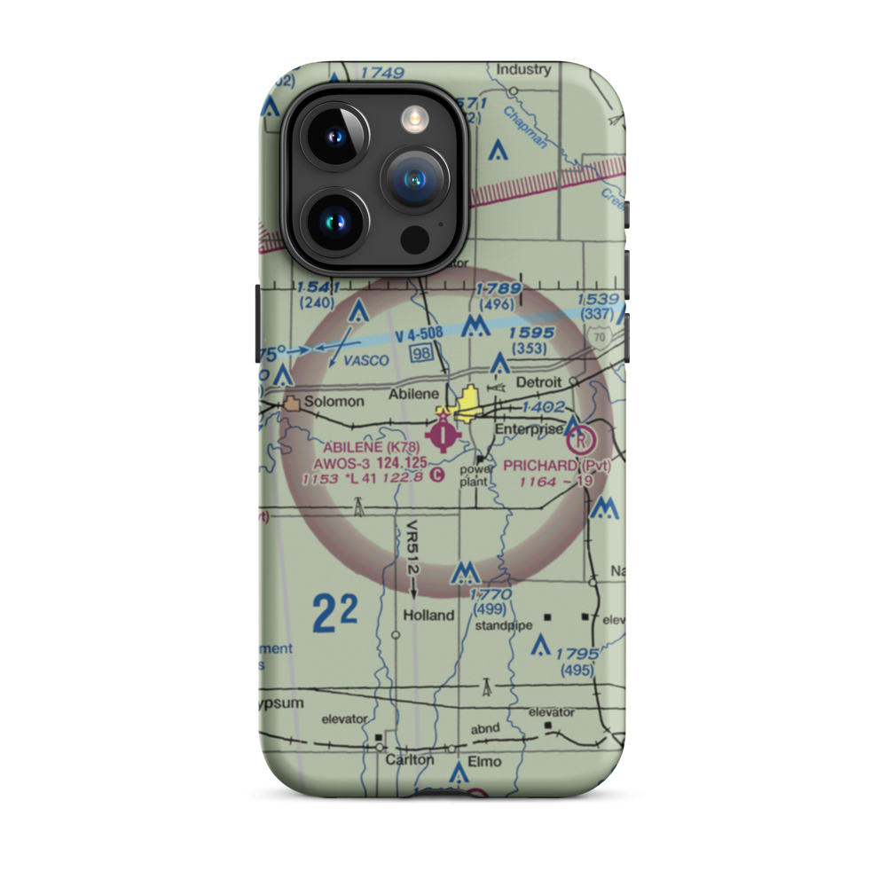 Abilene Municipal Airport (K78) VFR Sectional  Tough iPhone Case iPhone 15 Pro Max model shown