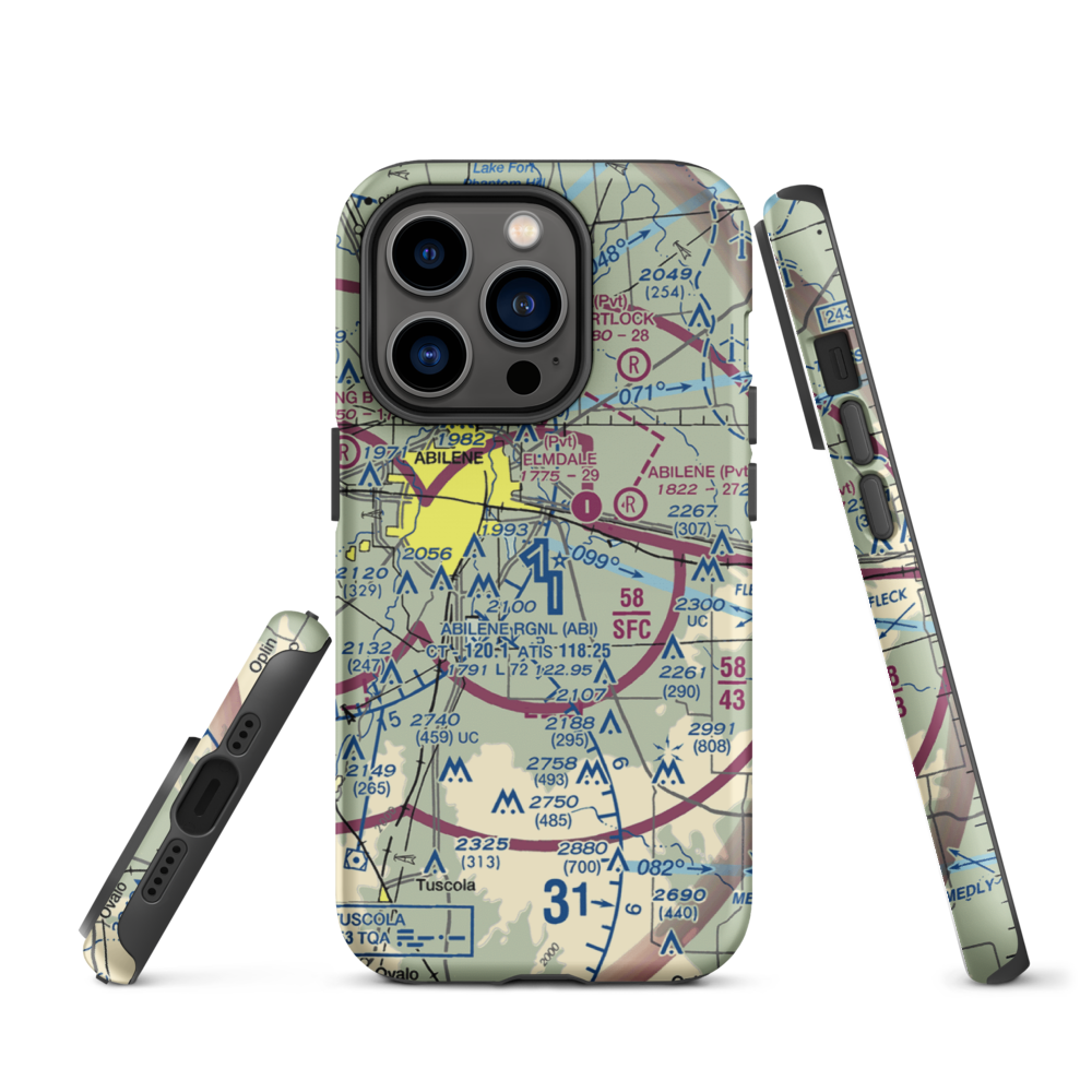 Abilene Regional Airport (ABI) VFR Sectional  Tough iPhone Case iPhone 14 Pro model shown