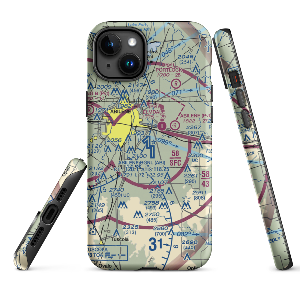 Abilene Regional Airport (ABI) VFR Sectional  Tough iPhone Case iPhone 12 model shown