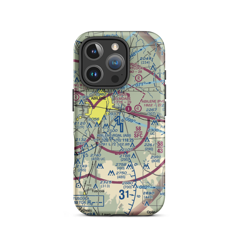 Abilene Regional Airport (ABI) VFR Sectional  Tough iPhone Case iPhone 16 Pro model shown