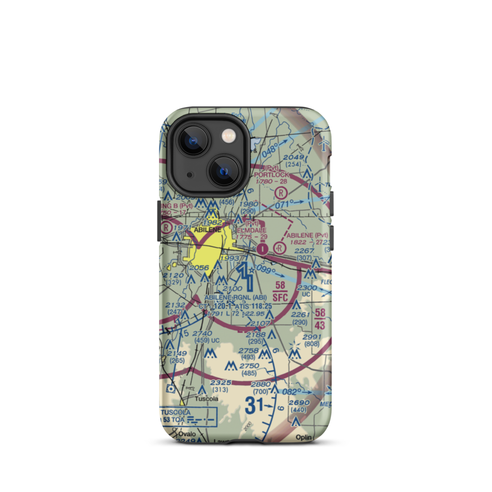 Abilene Regional Airport (ABI) VFR Sectional  Tough iPhone Case iPhone 13 mini model shown