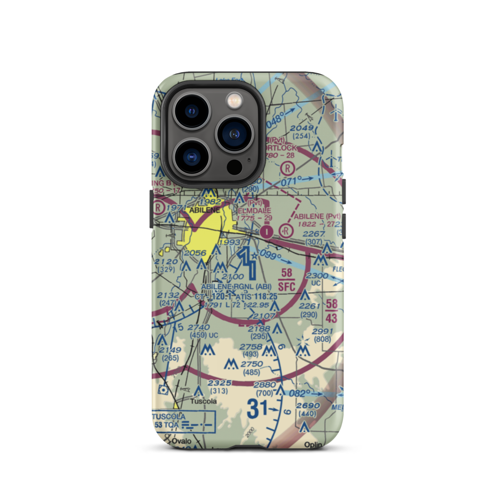 Abilene Regional Airport (ABI) VFR Sectional  Tough iPhone Case iPhone 13 Pro model shown