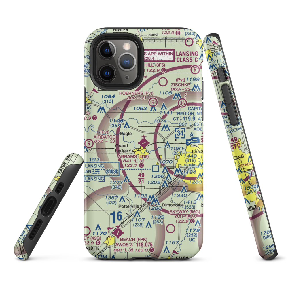 Abrams Municipal Airport (4D0) VFR Sectional  Tough iPhone Case iPhone 11 Pro model shown