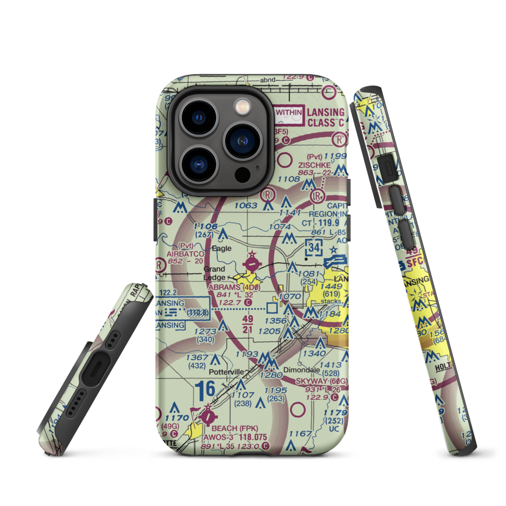 Abrams Municipal Airport (4D0) VFR Sectional  Tough iPhone Case iPhone 14 Pro model shown