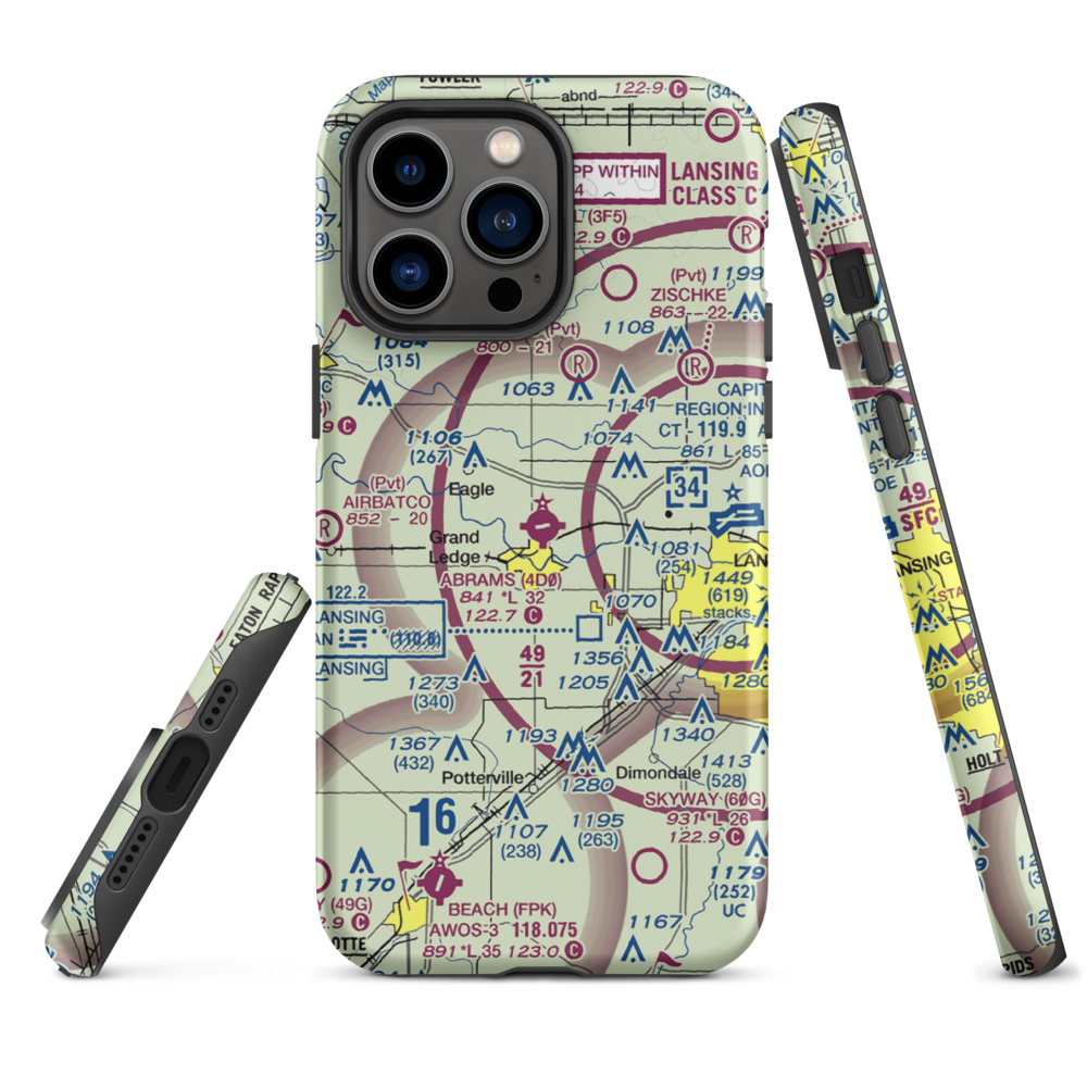 Abrams Municipal Airport (4D0) VFR Sectional  Tough iPhone Case iPhone 14 Pro Max model shown