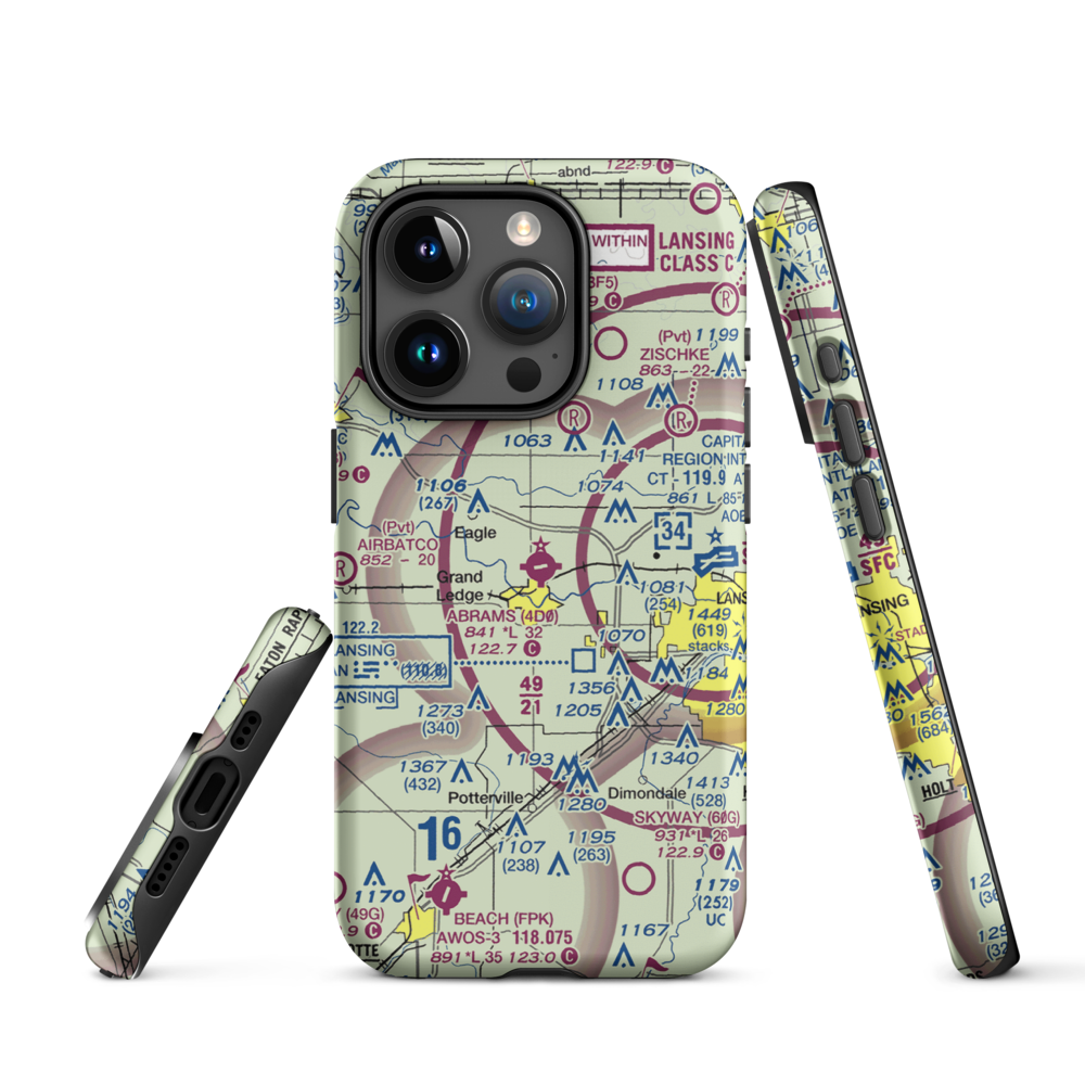 Abrams Municipal Airport (4D0) VFR Sectional  Tough iPhone Case iPhone 15 Pro model shown