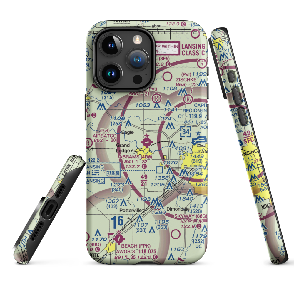 Abrams Municipal Airport (4D0) VFR Sectional  Tough iPhone Case iPhone 15 Pro Max model shown