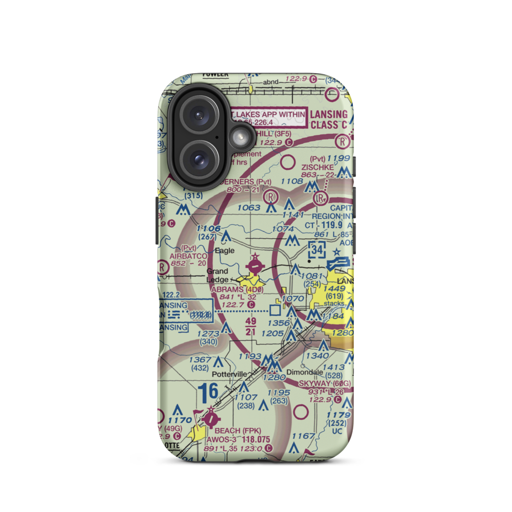 Abrams Municipal Airport (4D0) VFR Sectional  Tough iPhone Case iPhone 16 model shown
