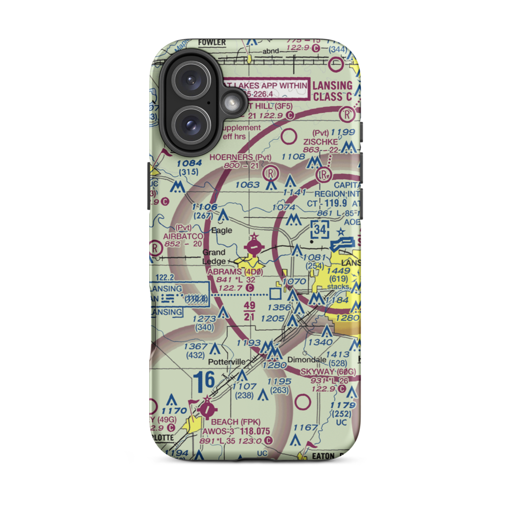 Abrams Municipal Airport (4D0) VFR Sectional  Tough iPhone Case iPhone 16 Plus model shown