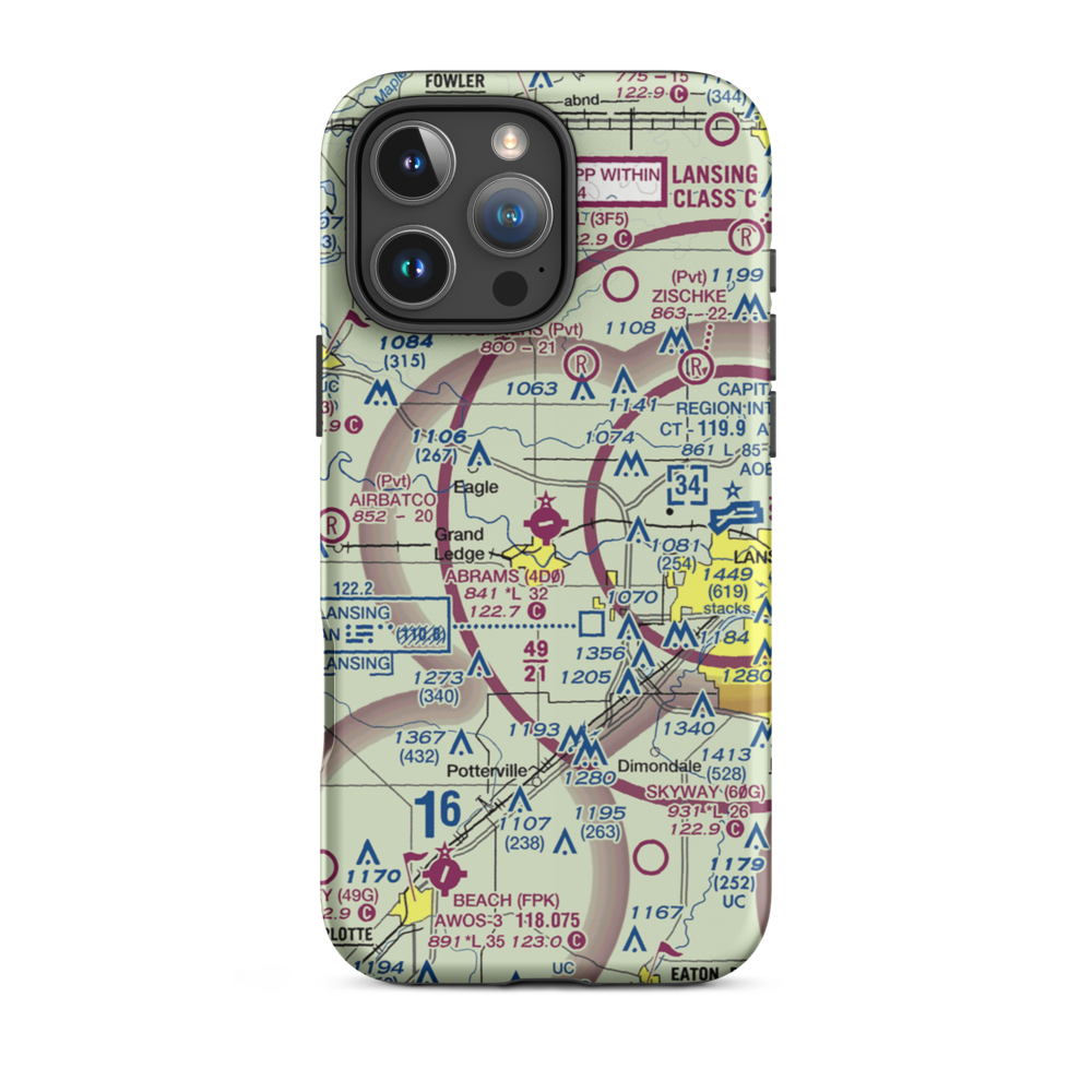 Abrams Municipal Airport (4D0) VFR Sectional  Tough iPhone Case iPhone 16 Pro Max model shown