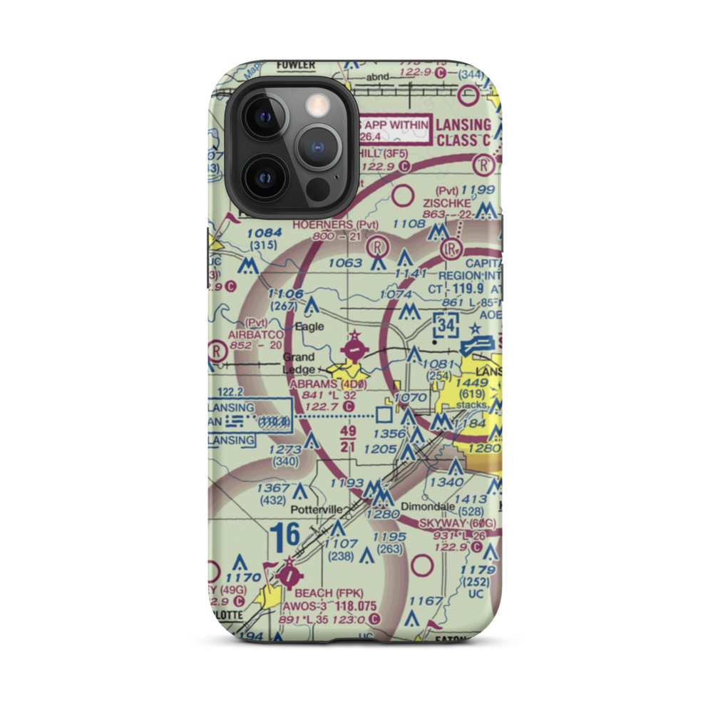 Abrams Municipal Airport (4D0) VFR Sectional  Tough iPhone Case iPhone 12 Pro Max model shown