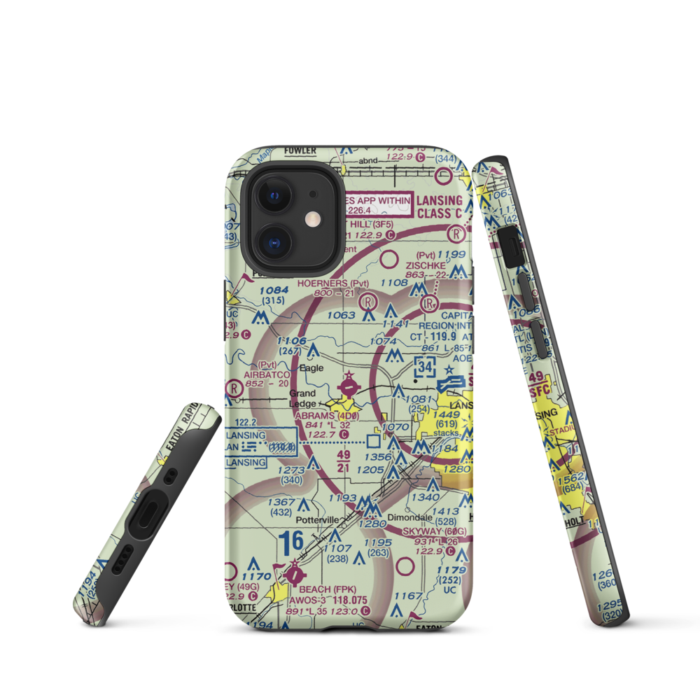 Abrams Municipal Airport (4D0) VFR Sectional  Tough iPhone Case iPhone 12 mini model shown