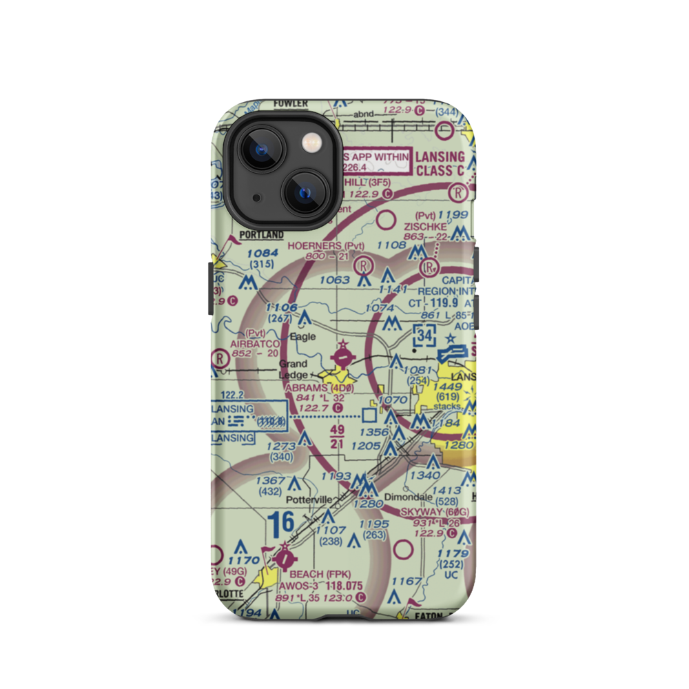 Abrams Municipal Airport (4D0) VFR Sectional  Tough iPhone Case iPhone 13 model shown