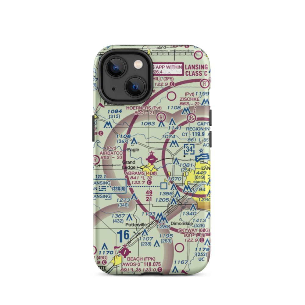 Abrams Municipal Airport (4D0) VFR Sectional  Tough iPhone Case iPhone 14 model shown