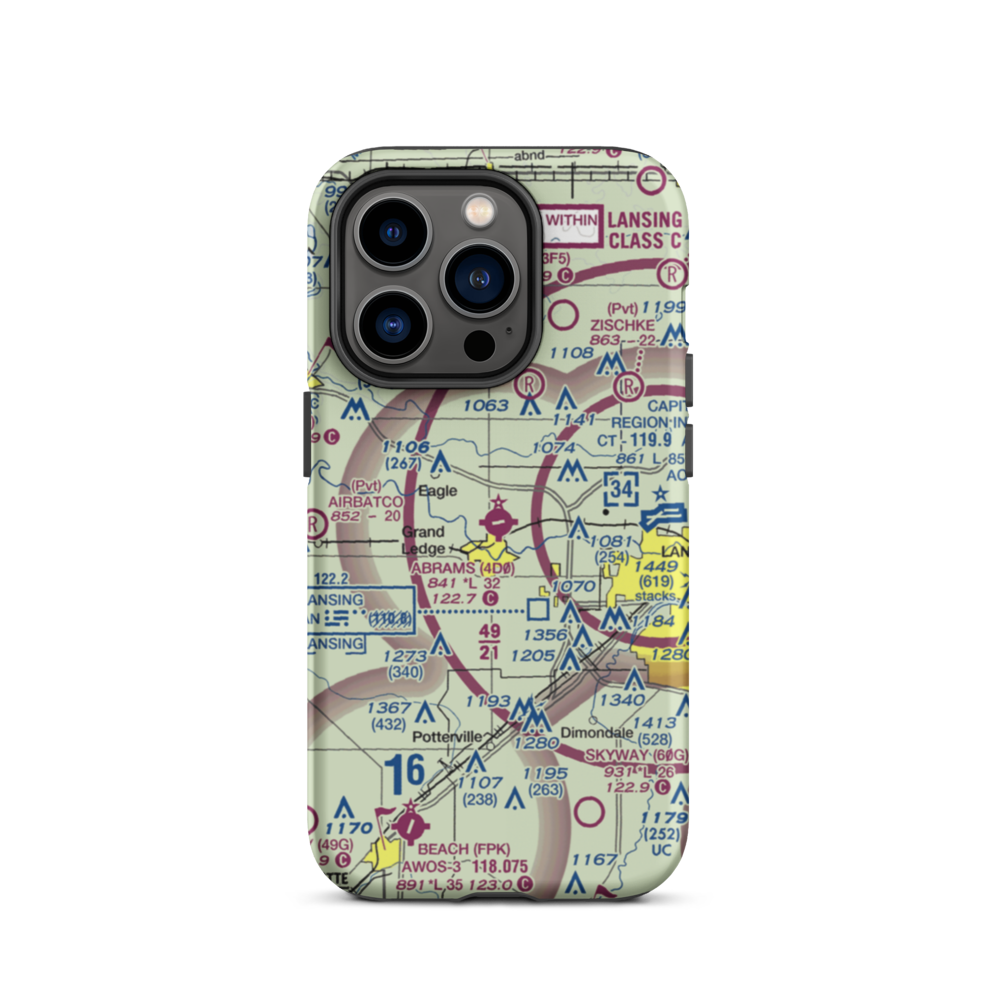 Abrams Municipal Airport (4D0) VFR Sectional  Tough iPhone Case iPhone 14 Pro model shown