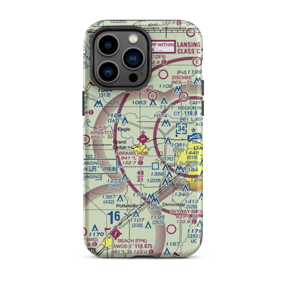 Abrams Municipal Airport (4D0) VFR Sectional  Tough iPhone Case iPhone 14 Pro Max model shown