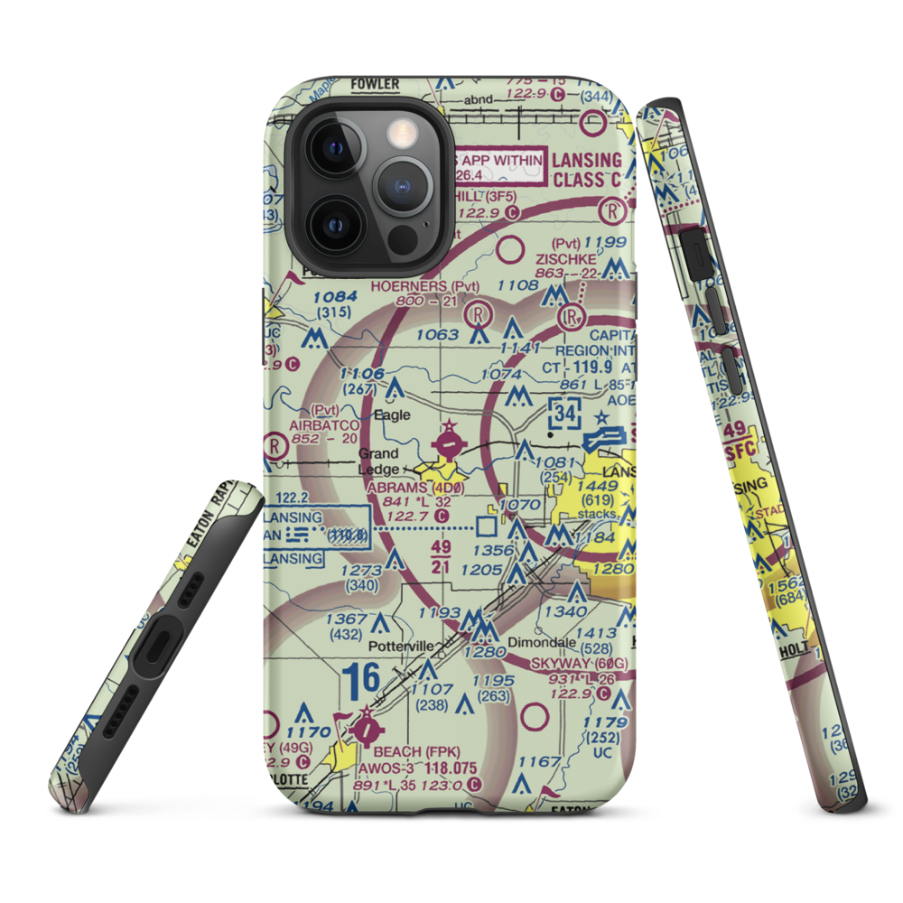 Abrams Municipal Airport (4D0) VFR Sectional  Tough iPhone Case iPhone 12 Pro Max model shown