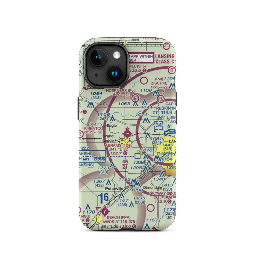Abrams Municipal Airport (4D0) VFR Sectional  Tough iPhone Case iPhone 15 model shown