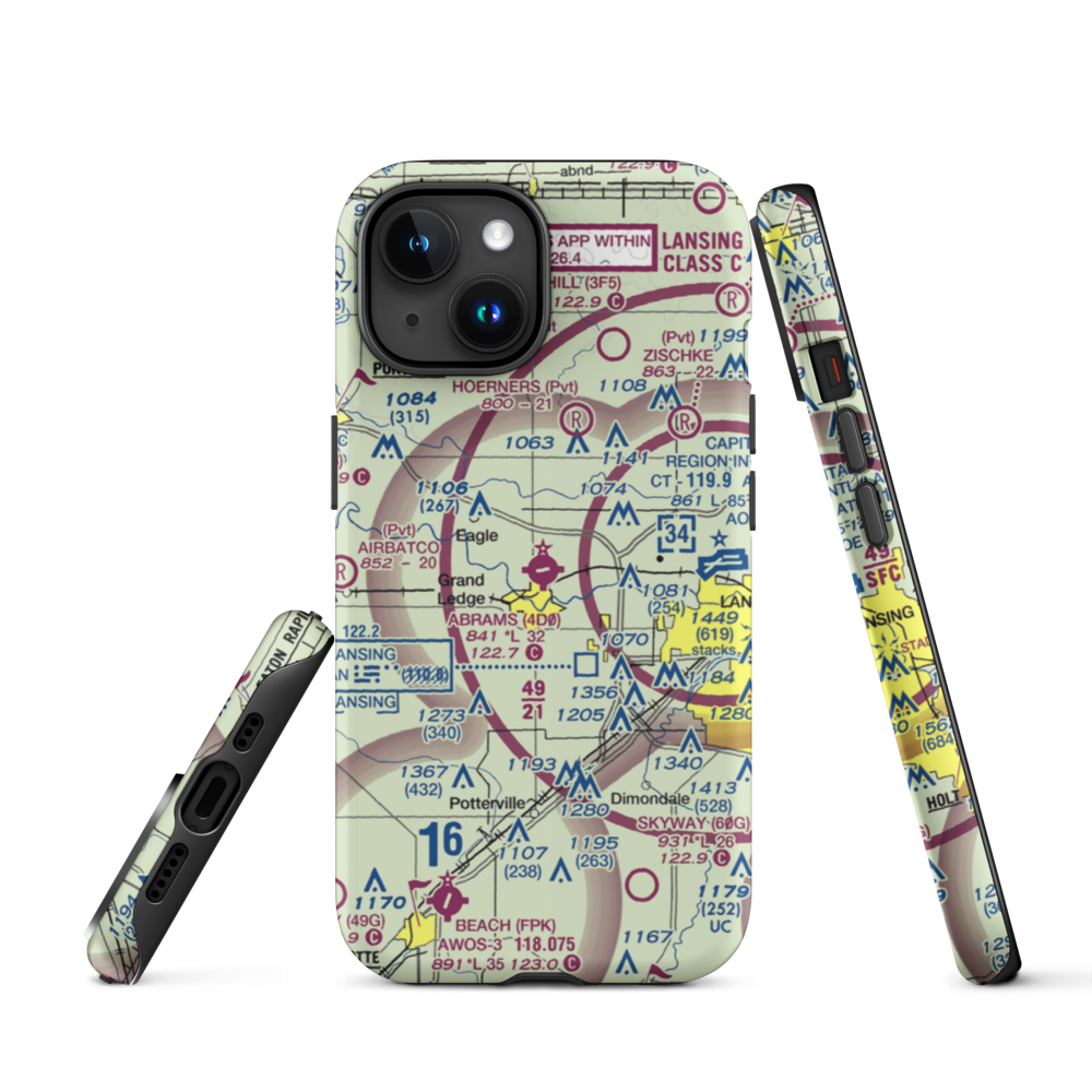 Abrams Municipal Airport (4D0) VFR Sectional  Tough iPhone Case iPhone 15 model shown