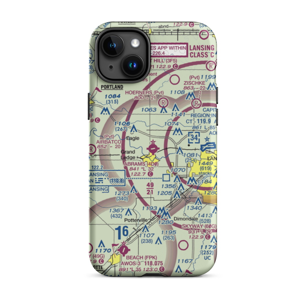 Abrams Municipal Airport (4D0) VFR Sectional  Tough iPhone Case iPhone 15 Plus model shown