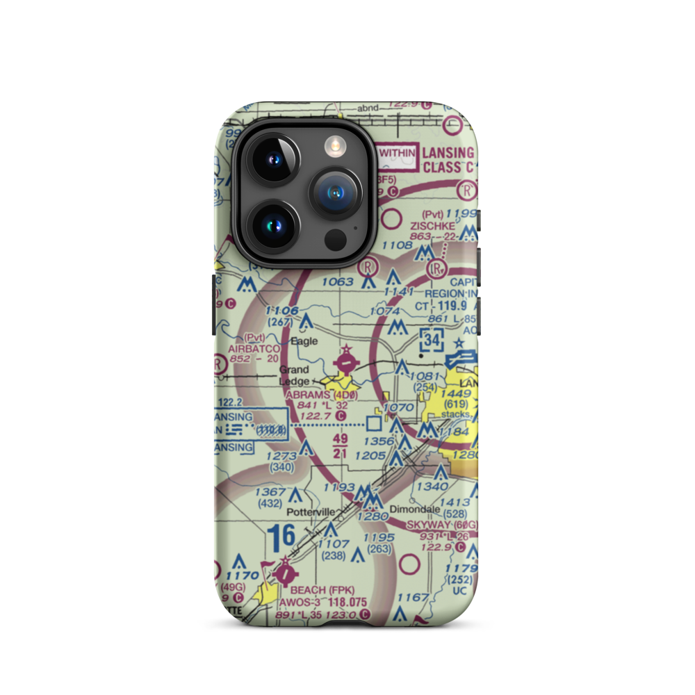 Abrams Municipal Airport (4D0) VFR Sectional  Tough iPhone Case iPhone 15 Pro model shown