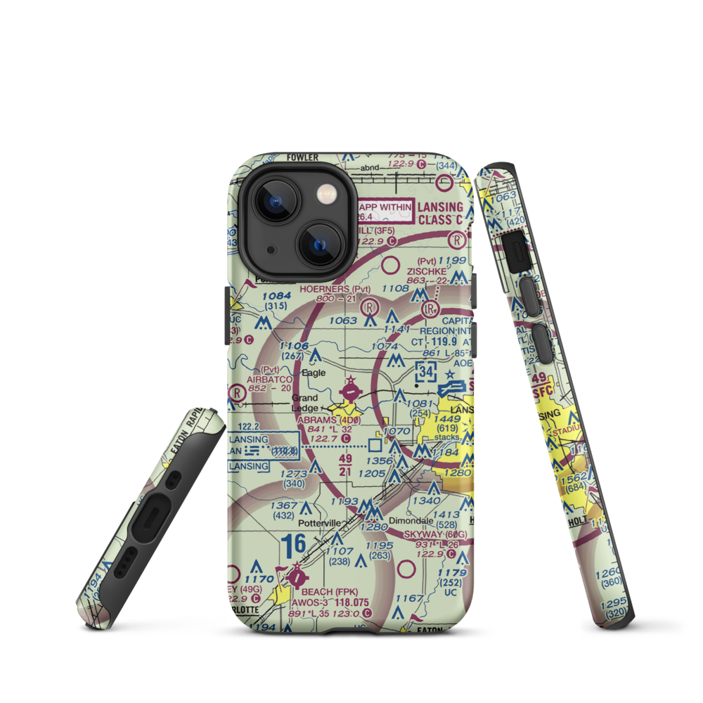 Abrams Municipal Airport (4D0) VFR Sectional  Tough iPhone Case iPhone 13 mini model shown